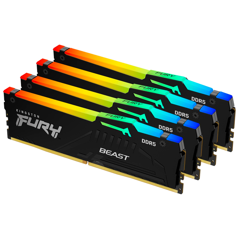 Оперативная память Kingston KF552C40BBAK4-128, 128 ГБ (4x32 ГБ), DDR5, 5200 МГц, DIMM, CL40
