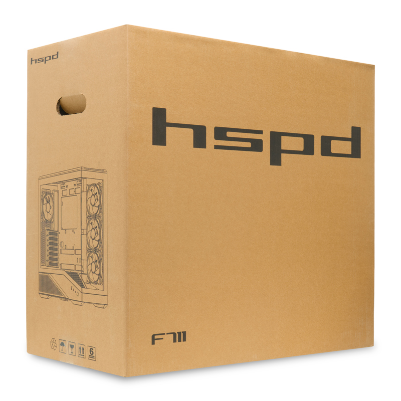 Корпус для ПК Hspd F711, Full Tower, чёрный, под ATX, mATX, mITX, материал закалённое стекло, сталь, фото 13