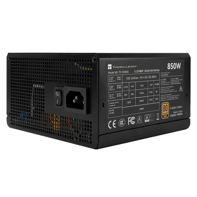 Блок питания Thermalright TR-TG850S, 850 Вт, 80 PLUS Gold, ATX, активный PFC, вентилятор 120x120 мм