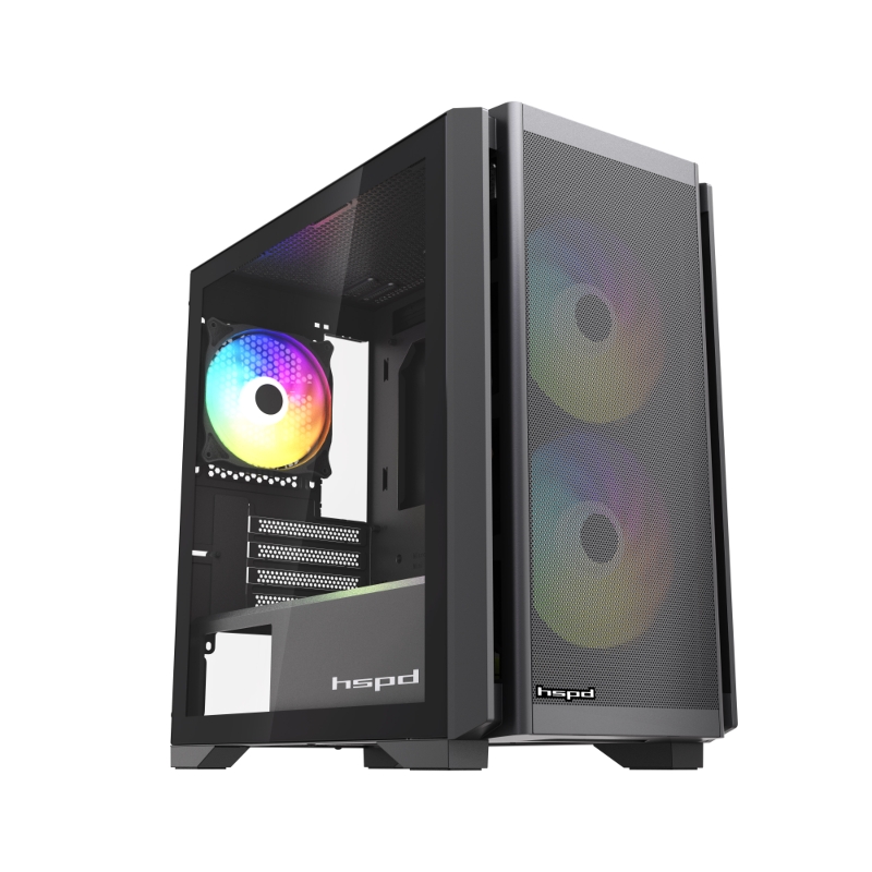 Корпус для ПК Hspd M336, Mini Tower, чёрный, под mATX, Mini-ITX, подсветка ARGB, фото 2