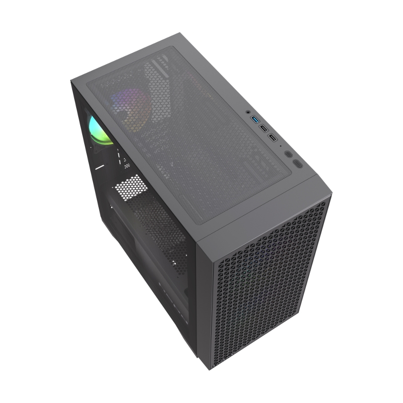 Корпус для ПК Hspd M335, Mini Tower, чёрный, под mATX, Mini-ITX, подсветка ARGB, фото 7