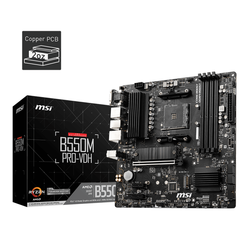 Материнская плата MSI AMD B550 sAM4, AM4, Micro-ATX, DDR4, DIMM, 128 ГБ ОЗУ