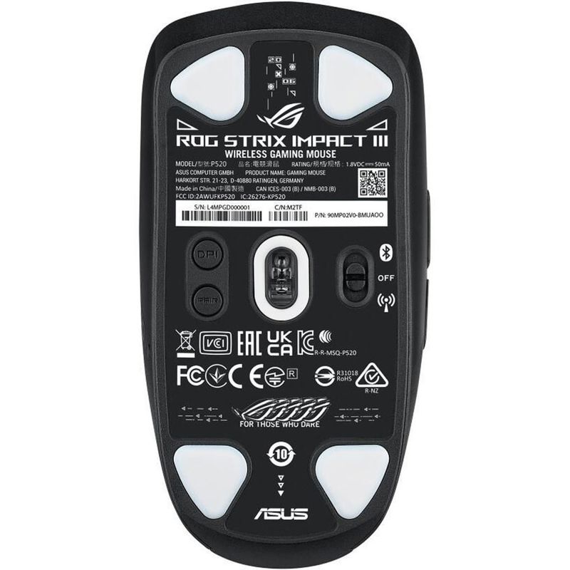 Мышь ASUS P520 ROG STRIX IMPACT III WL, Bluetooth, радиоканал, 36000 dpi, чёрный, подсветка, фото 29
