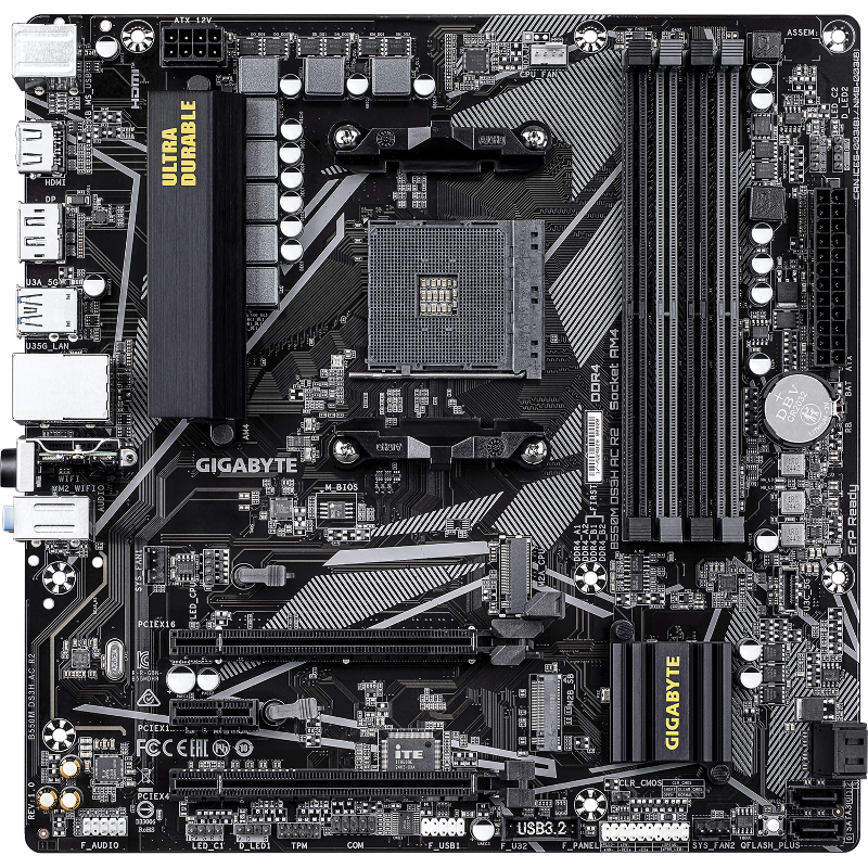 Материнская плата Gigabyte B550M DS3H AC R2, AM4, AMD B550, Micro-ATX, DDR4, фото 5