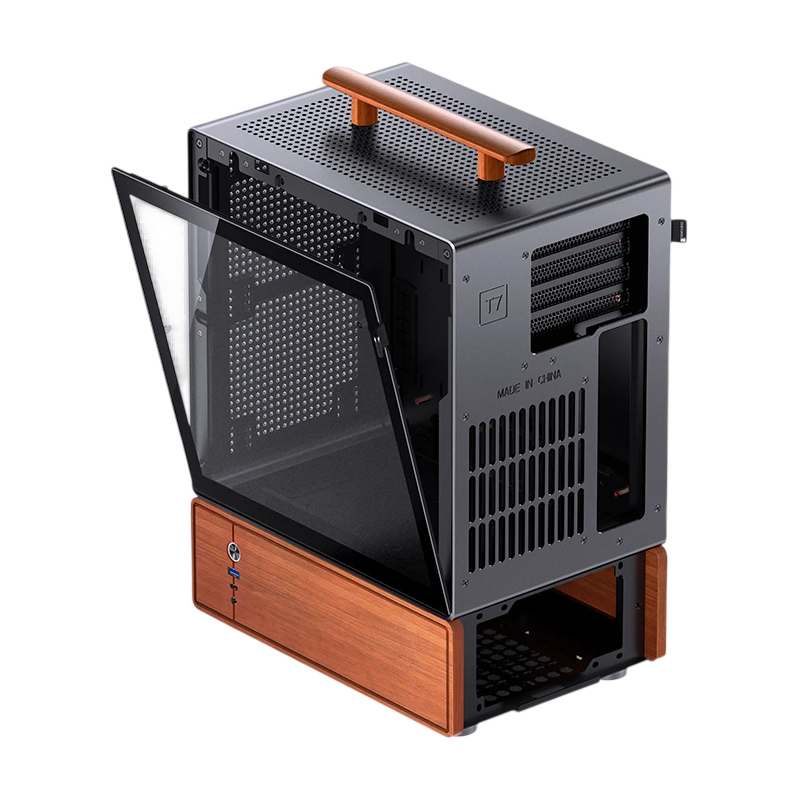 Корпус для ПК Jonsbo T7, Mini Tower, чёрный, под mATX, mITX, материал алюминий, дерево, сталь и др., фото 7