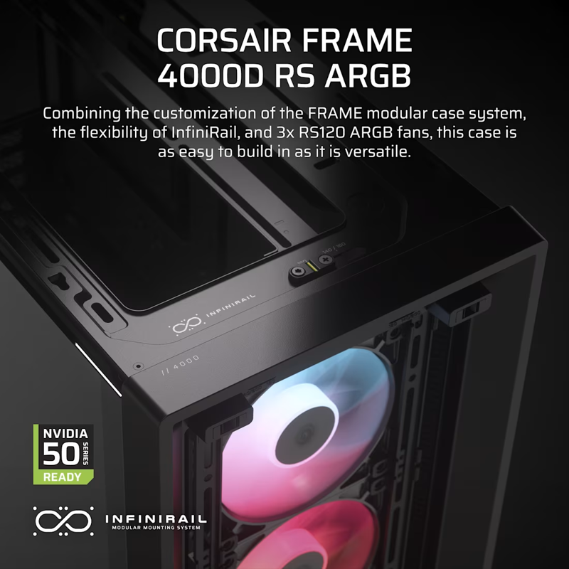 Корпус для ПК Corsair Frame 4000D RS ARGB, Midi Tower, чёрный, под ATX, E-ATX, mATX, Mini-ITX, фото 9