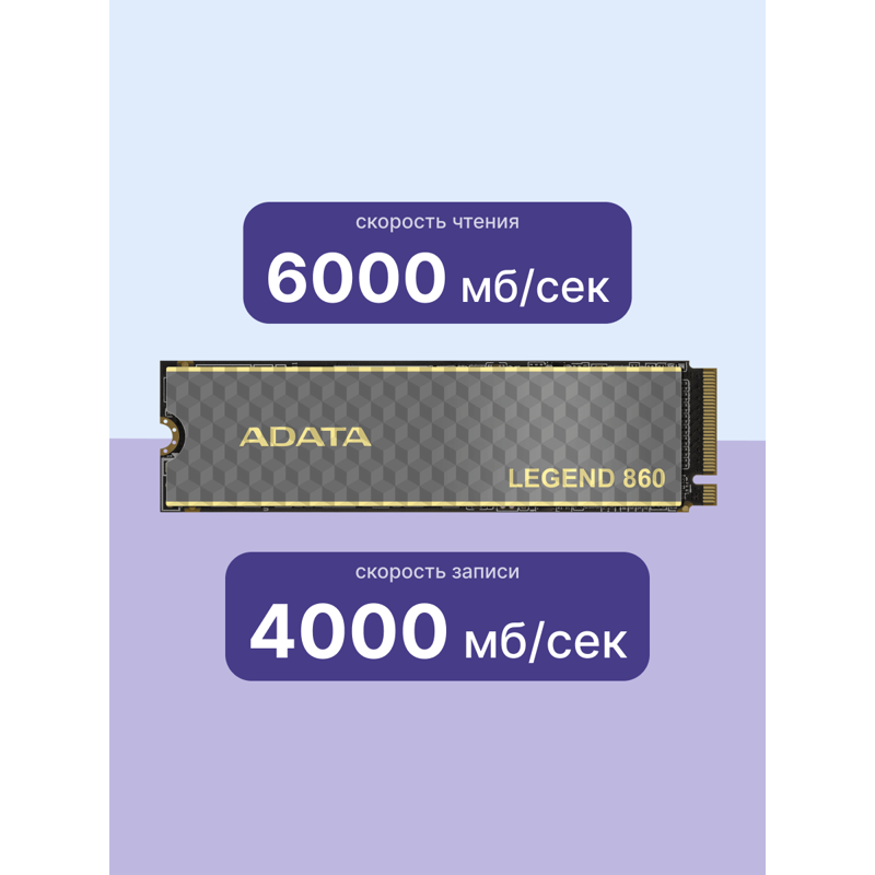 Твердотельный накопитель ADATA SSD LEGEND 860, 1 ТБ, 3D NAND, чтение 6000 МБ/с, 320 ТБ, фото 3