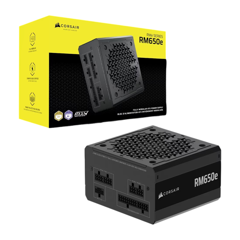 Блок питания Corsair RM650e Low-Noise, 650 Вт, 80 PLUS Gold, ATX, активный PFC, вентилятор 140x140 мм, фото 4