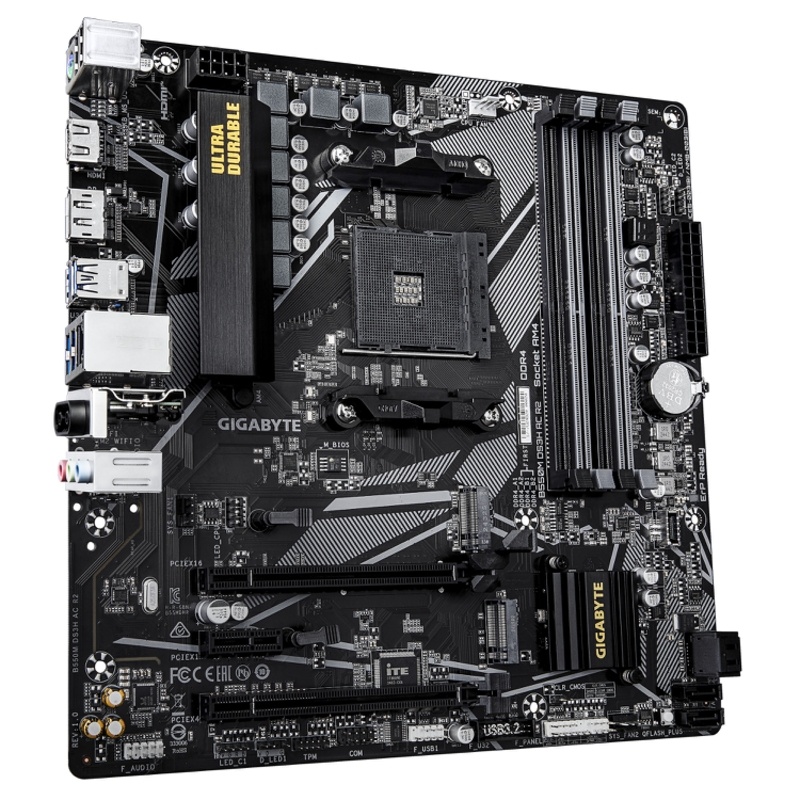 Материнская плата Gigabyte B550M DS3H AC R2, AM4, AMD B550, Micro-ATX, DDR4, фото 3