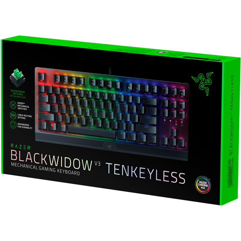 Клавиатура Razer Blackwidow V3, проводное подключение, USB-A, механические, чёрный, подсветка, фото 32