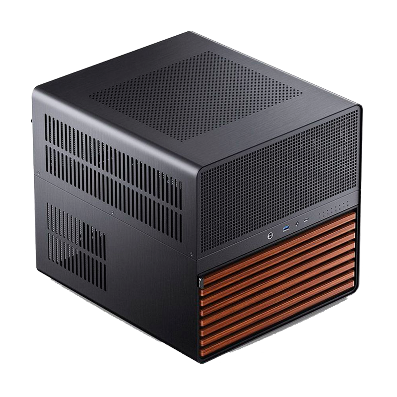 Корпус для ПК Jonsbo N5, Mini Tower, чёрный, под ATX, E-ATX, mATX, Mini-ITX, материал алюминий, дерево, сталь