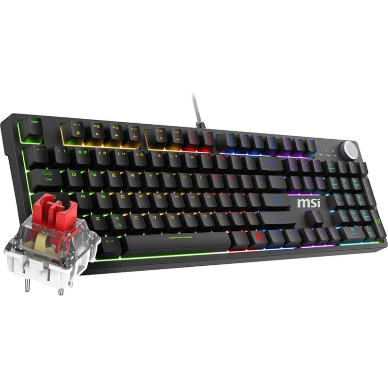 Клавиатура MSI FORGE GK320 RED RU, проводное подключение, USB-A, механические, чёрный, подсветка, фото 14