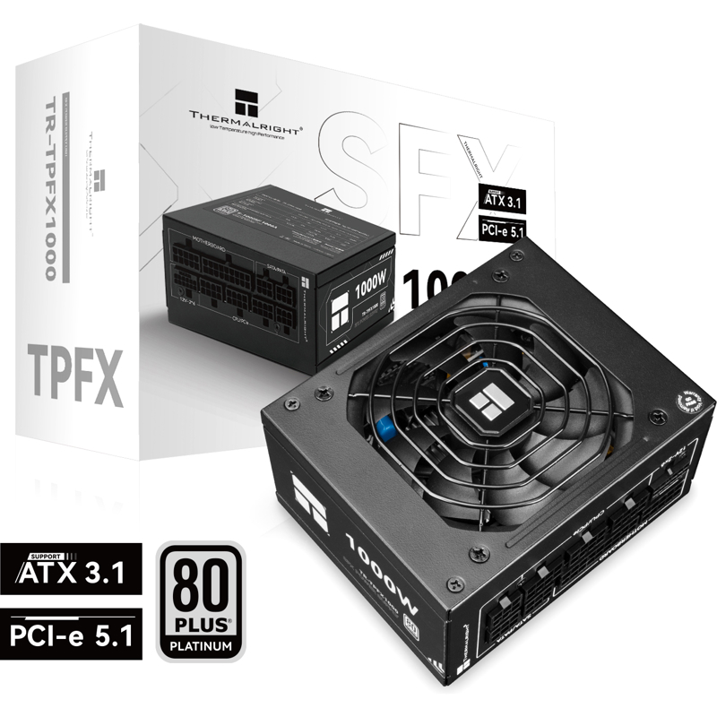 Блок питания Thermalright TR-TPFX1000, 1000 Вт, 80 PLUS Platinum, SFX, активный PFC, вентилятор 92x92 мм, фото 5