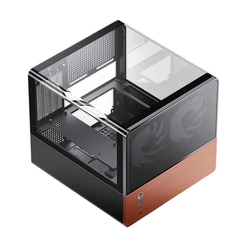 Корпус для ПК Jonsbo V12, Mini Tower, чёрный, под mATX, Mini-ITX, материал дерево, закалённое стекло и др., фото 7