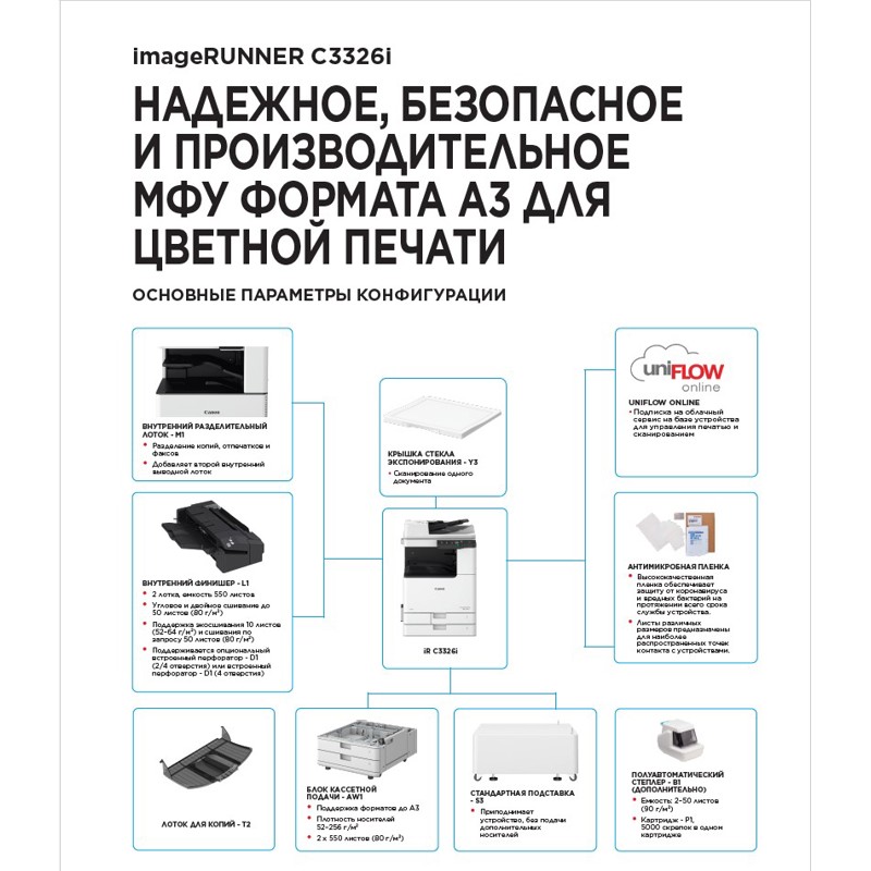 МФУ лазерное Canon imageRUNNER C3326i, A3, цветная печать, двусторонняя печать, сканирование 600x600 dpi, фото 8