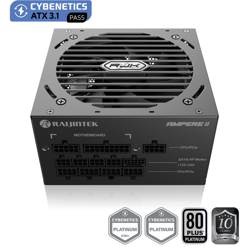Блок питания Raijintek AMPERE II 1200, 80 PLUS Platinum, ATX, активный PFC, вентилятор 120x120 мм, чёрный, фото 4