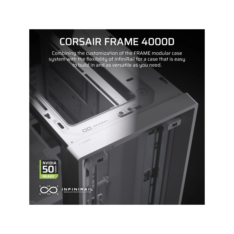 Корпус для ПК Corsair Frame 4000D, Midi Tower, белый, под ATX, E-ATX, mATX, Mini-ITX, фото 2