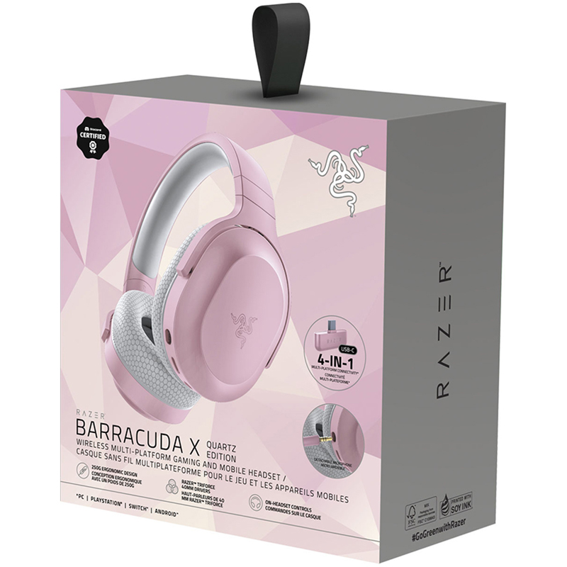 Гарнитура Razer Barracuda X 2022 Quartz Pink, радиоканал, Mini-jack, полноразмерные, розовый, фото 7