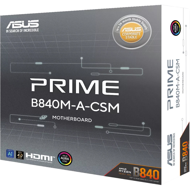 Материнская плата ASUS PRIME B840M-A-CSM, AM5, AMD B840, Micro-ATX, DDR5, фото 7