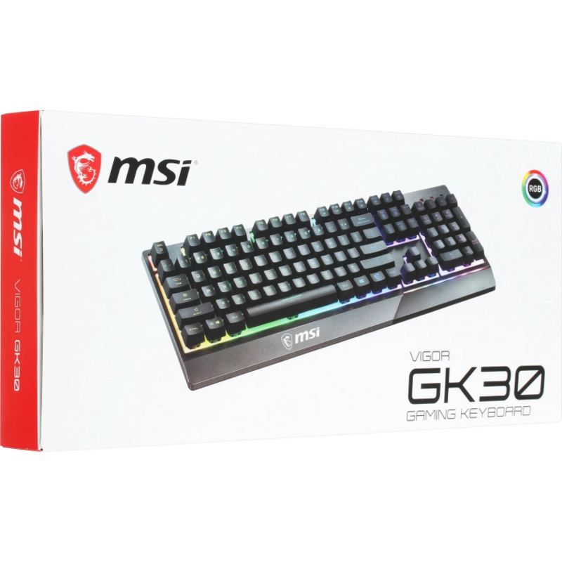 Клавиатура MSI VIGOR GK30 RU, проводное подключение, USB-A, плунжерные, чёрный, подсветка, фото 14
