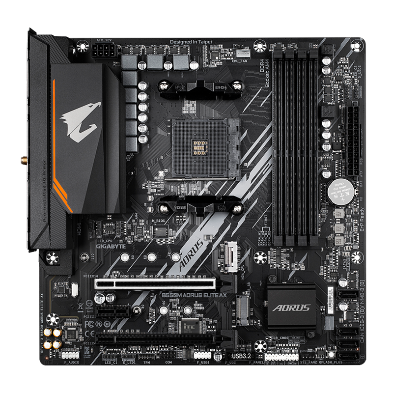 Материнская плата Gigabyte B550M AORUS ELITE AX, AM4, AMD B550, mATX, DDR4, фото 2