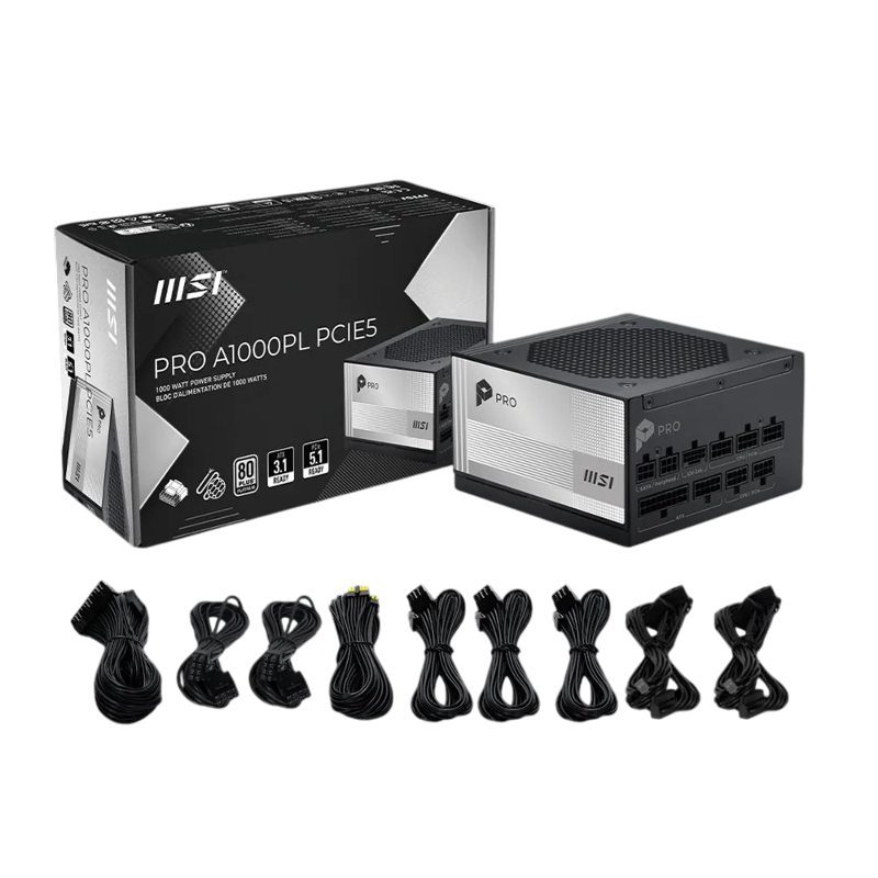 Блок питания MSI PRO A1000PL PCIE5, 1000 Вт, 80 PLUS Platinum, ATX, активный PFC, фото 5