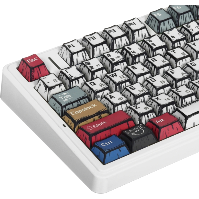 Клавиатура AULA F75 Comic Keycap Reaper, USB-A, Bluetooth, радиоканал, механические, белый, подсветка, фото 3