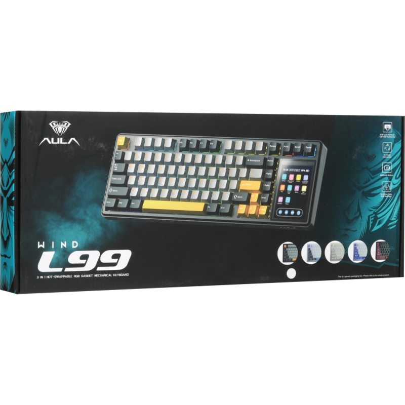 Клавиатура AULA L99 Raindrop, USB-A, Bluetooth, радиоканал, механические, чёрный, подсветка, фото 8