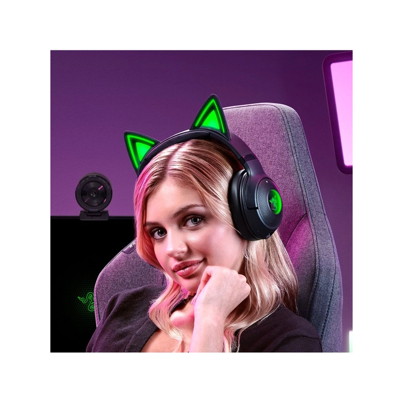 Гарнитура Razer Kraken Kitty V2 BT, Bluetooth 5.2, полноразмерные, зелёный, чёрный, для геймеров, фото 9
