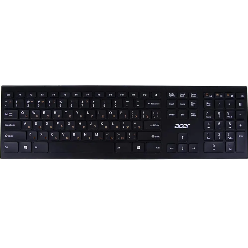 Клавиатура Acer OKR010 2.4G slim Multimedia, радиоканал, мембранные, чёрный