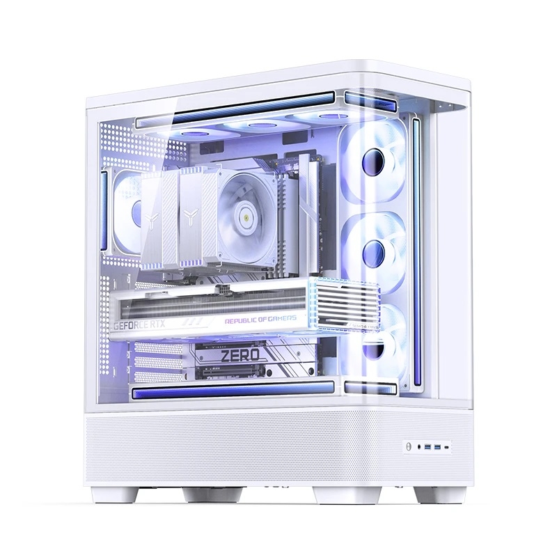 Корпус для ПК Jonsbo TK-5, Midi Tower, белый, под ATX, mATX, mITX, материал закалённое стекло, сталь, фото 2