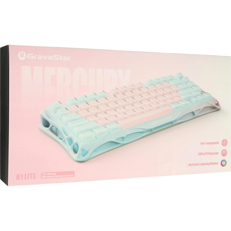 Клавиатура Gravastar Mercury K1 Lite PM PNK, беспроводное подключение, белый, фото 8