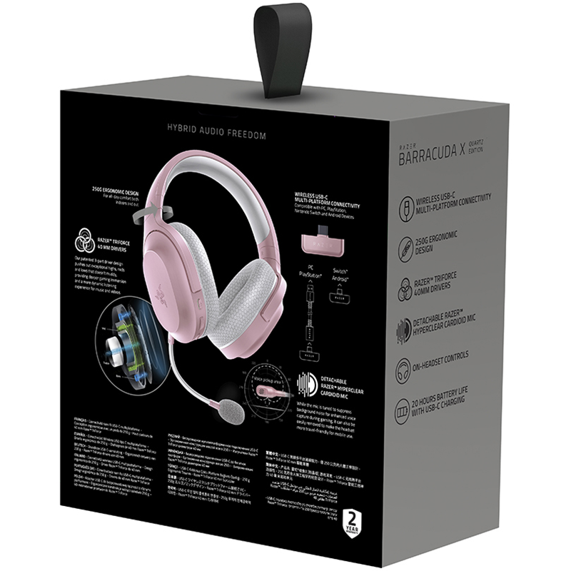 Гарнитура Razer Barracuda X 2022 Quartz Pink, радиоканал, Mini-jack, полноразмерные, розовый, фото 8