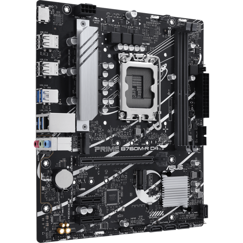 Материнская плата ASUS PRIME B760M-R D4, LGA1700, Intel B760, Micro-ATX, DDR4, фото 2