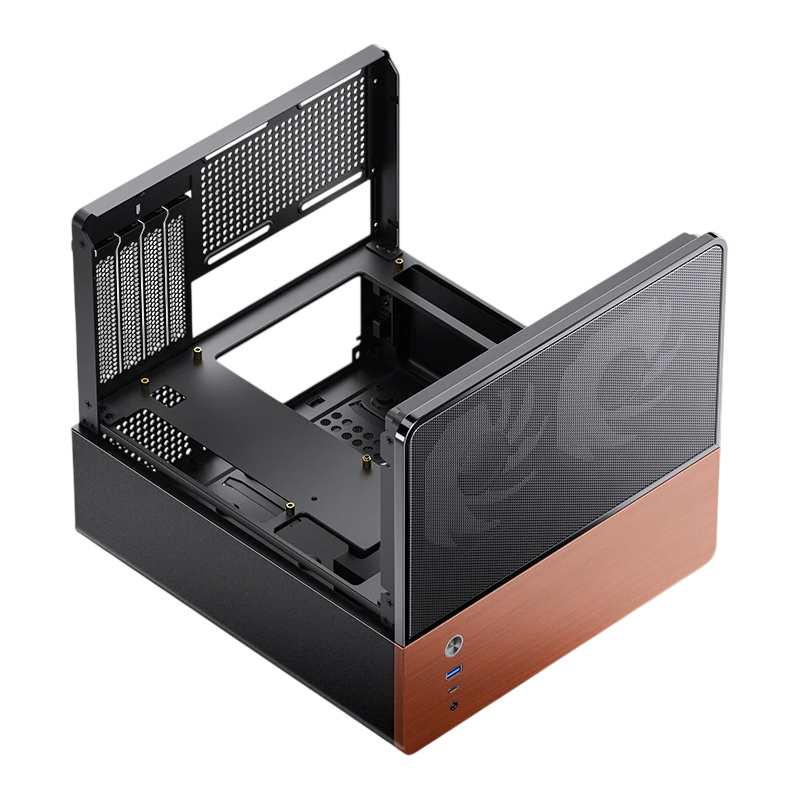 Корпус для ПК Jonsbo V12, Mini Tower, чёрный, под mATX, Mini-ITX, материал дерево, закалённое стекло и др., фото 4