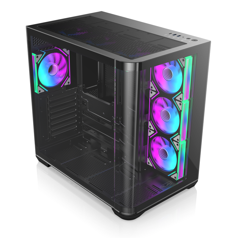 Корпус для ПК Raijintek ATREUS BT4, Midi Tower, чёрный, под ATX, E-ATX, mATX, Mini-ITX, подсветка ARGB