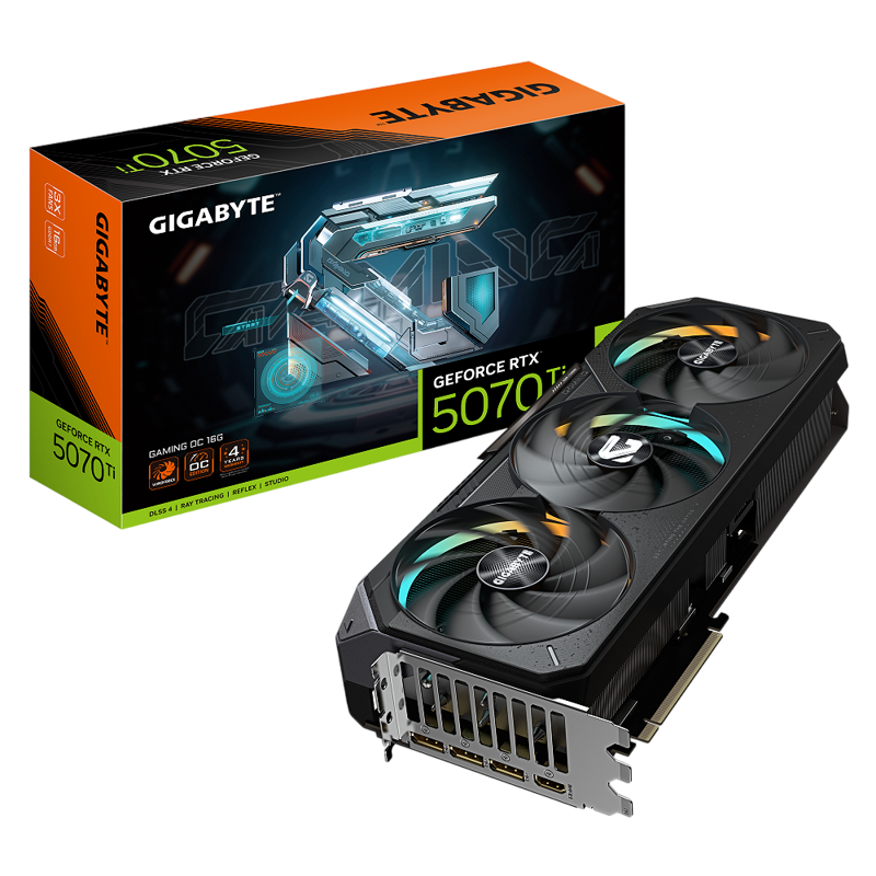 Видеокарта Gigabyte GV-N507TGAMING OC-16GD, NVIDIA GeForce RTX 5070 Ti, 16 ГБ видеопамяти, GDDR7