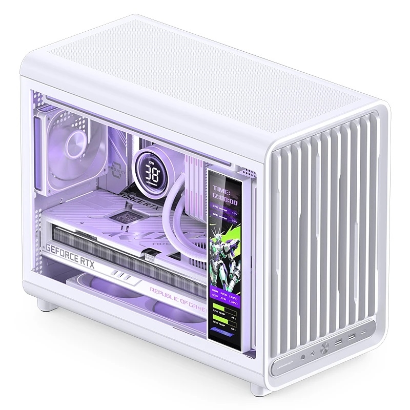 Корпус для ПК Jonsbo D33, Mini Tower, белый, под mATX, mITX, материал закалённое стекло, сталь, фото 2