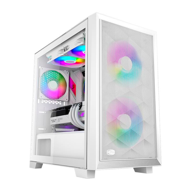 Корпус для ПК PcCooler C3D310 WH ARGB, Midi Tower, белый, под mATX, Mini-ITX, подсветка ARGB