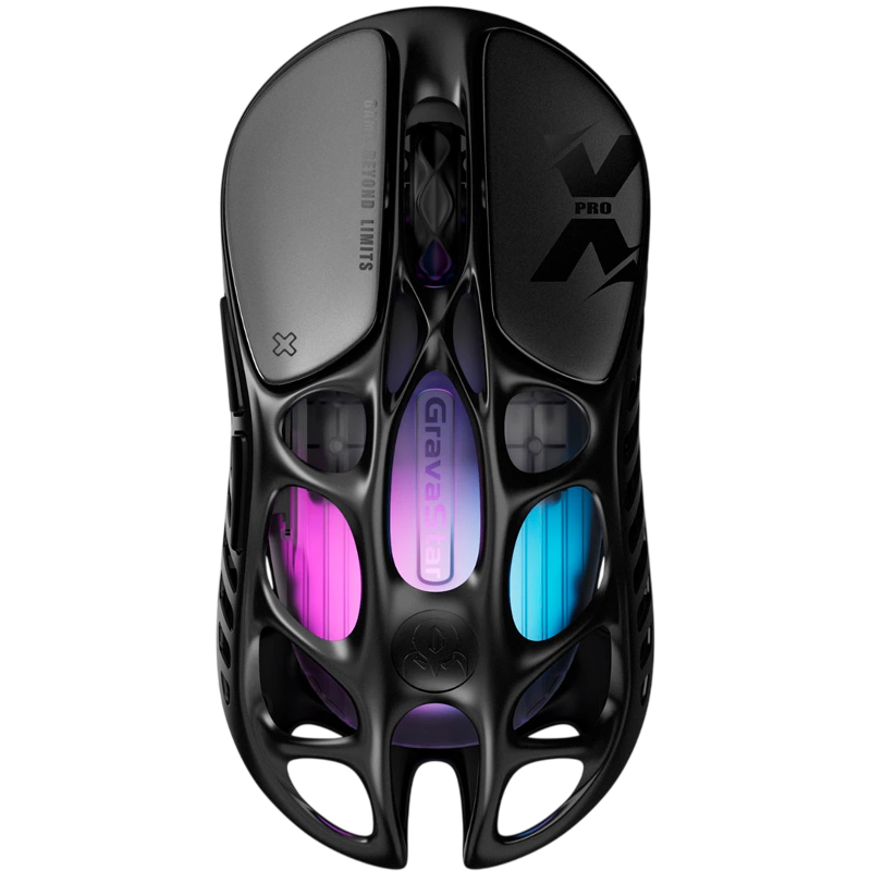 Мышь Gravastar Mercury X Pro Galaxy, USB-C, Bluetooth, радиоканал, 32000 dpi, чёрный, подсветка