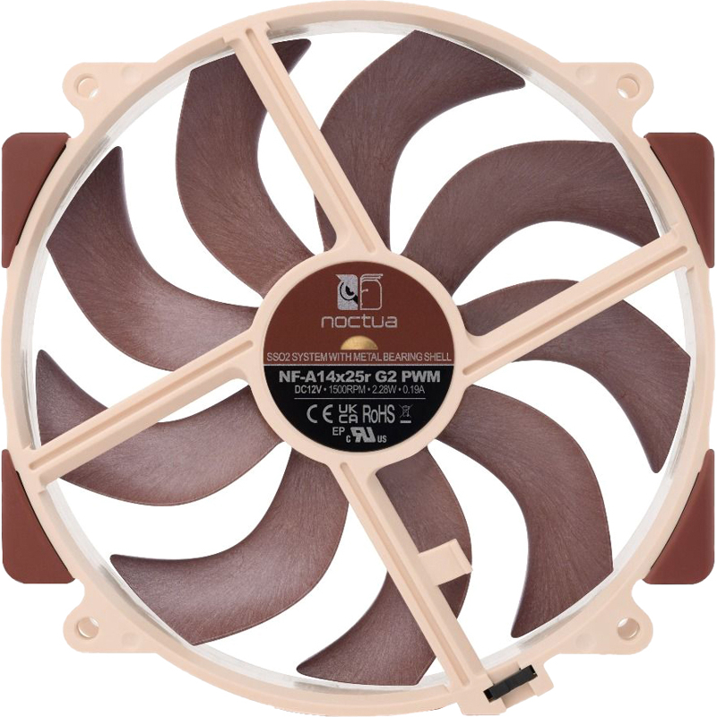 Корпусной вентилятор Noctua Cooler NF-A14x25r G2 PWM, вентилятор 140 мм, 1500 об/мин, бежевый, фото 3