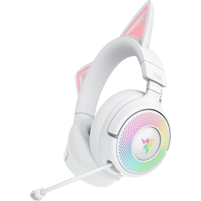 Гарнитура Razer Kraken Kitty V3 Pro, радиоканал, Bluetooth 5.3, полноразмерные, белый, для геймеров