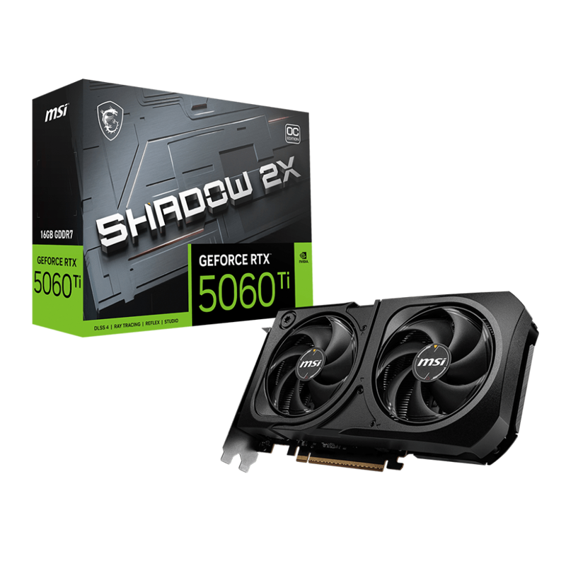 Видеокарта MSI GeForce RTX 5060 Ti 16G SHADOW 2X OC PLUS, NVIDIA GeForce RTX 5060 Ti
