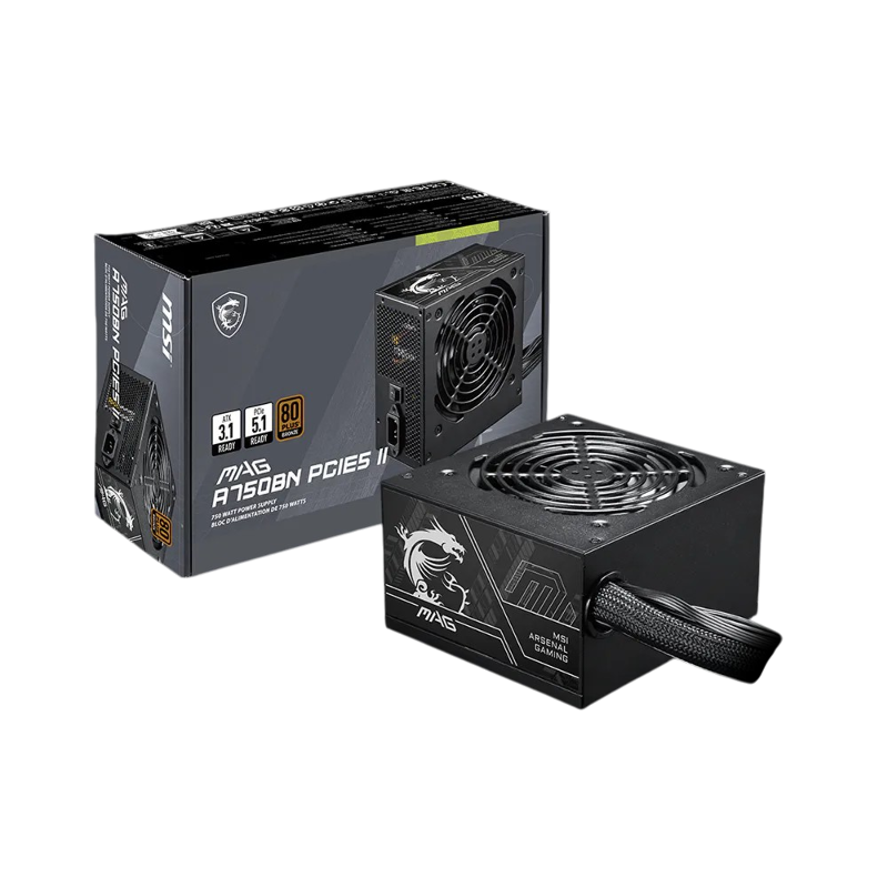 Блок питания MSI MAG A750BN PCIE5 II, 750 Вт, 80 PLUS Bronze, ATX, активный PFC, вентилятор 120x120 мм, фото 5