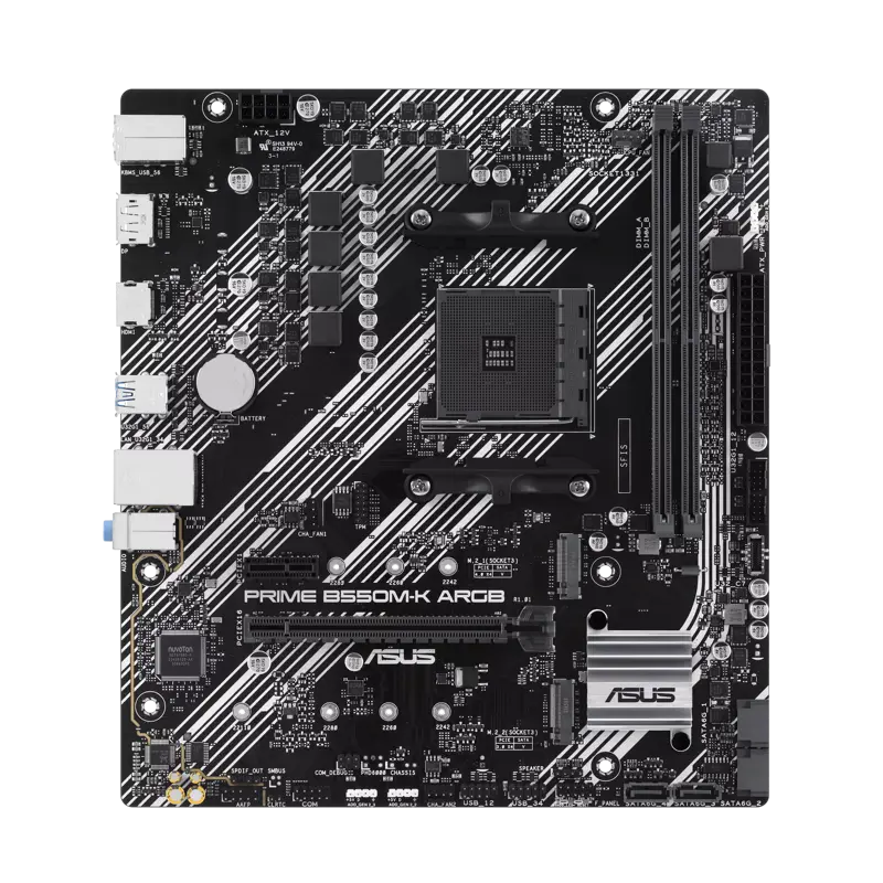 Материнская плата ASUS PRIME B550M-K ARGB, AM4, AMD B550, Micro-ATX, DDR4