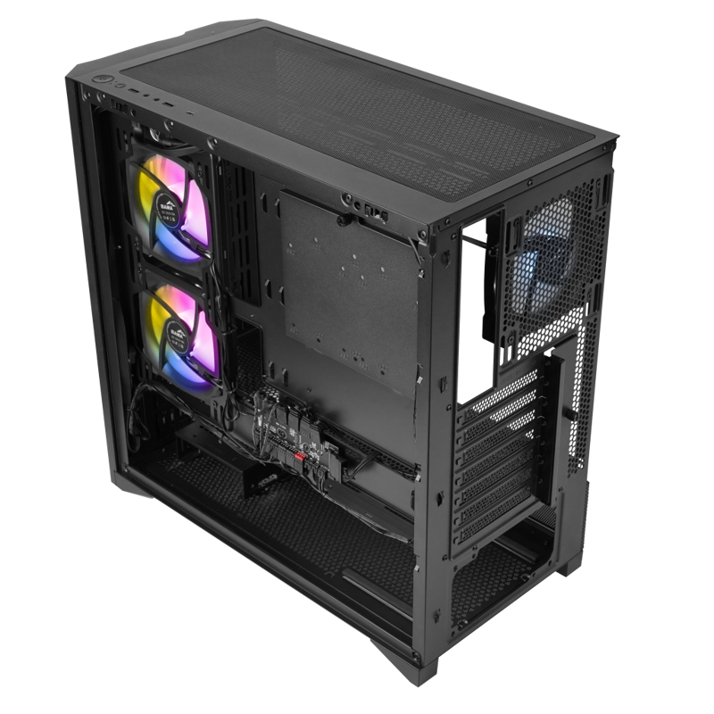 Корпус для ПК Sama V42, Midi Tower, чёрный, под ATX, mATX, mITX, материал закалённое стекло, сталь, фото 4