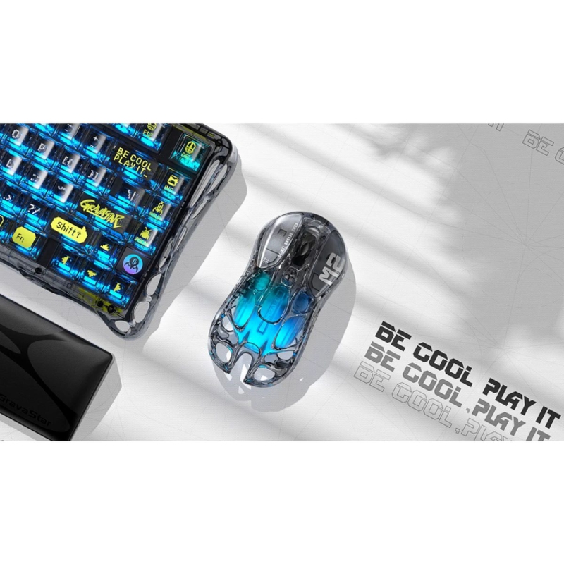 Мышь Gravastar Mercury M2 XTAL, USB-C, Bluetooth, радиоканал, 26000 dpi, чёрный, подсветка, фото 10