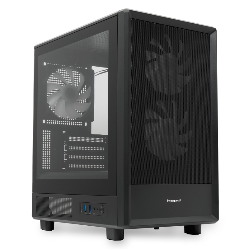 Корпус для ПК Hspd M310, Mini Tower, чёрный, под mATX, Mini-ITX, материал закалённое стекло, сталь, фото 3