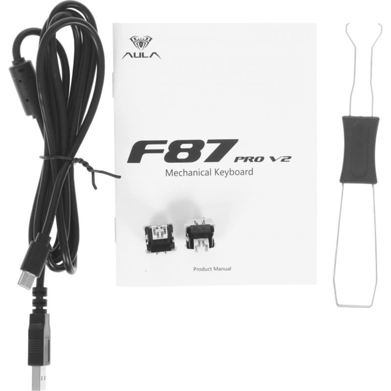 Клавиатура AULA F87Pro V2, проводное и беспроводное подключение, серый, подсветка, фото 7