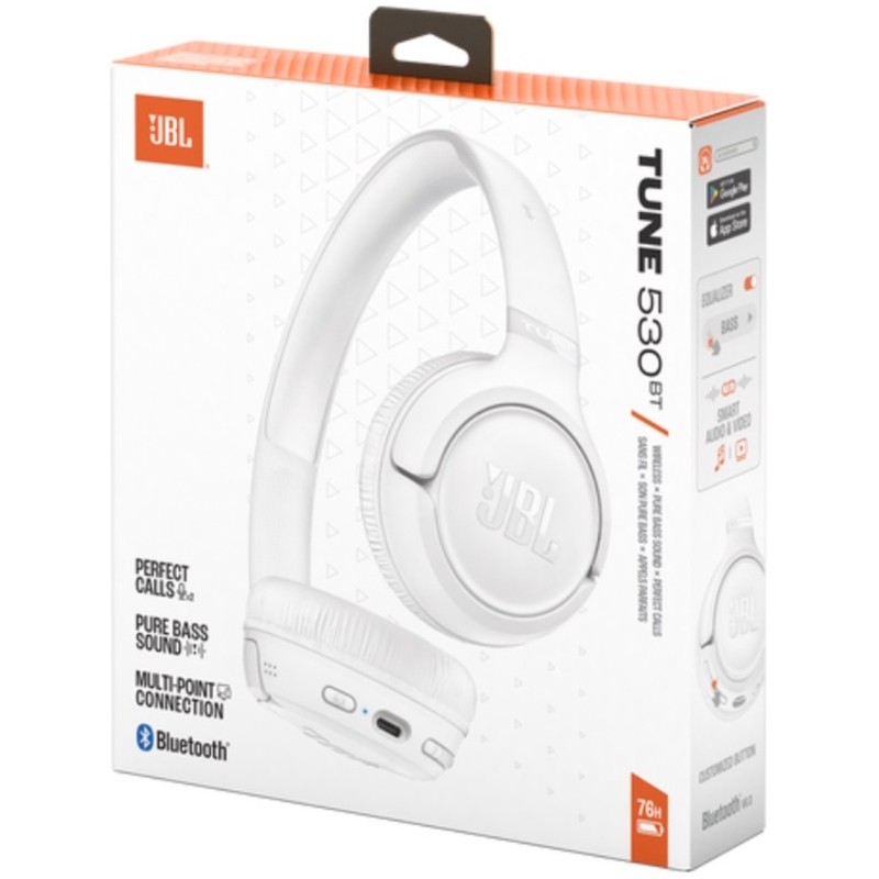 Наушники JBL T530BT, Bluetooth 6.0, USB Type-C, накладные, белый, крепление оголовье, фото 10